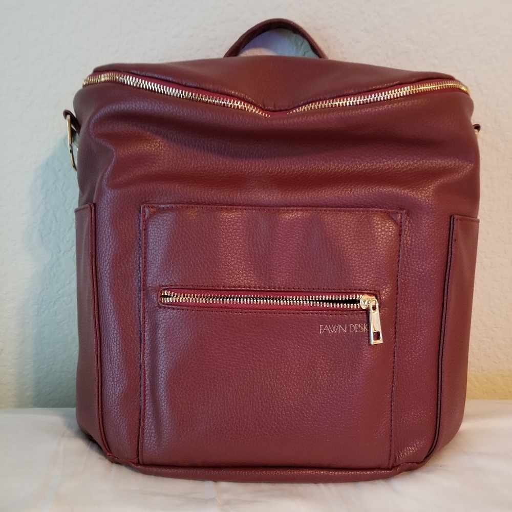 Fawn Design large burgundy backpack pristine